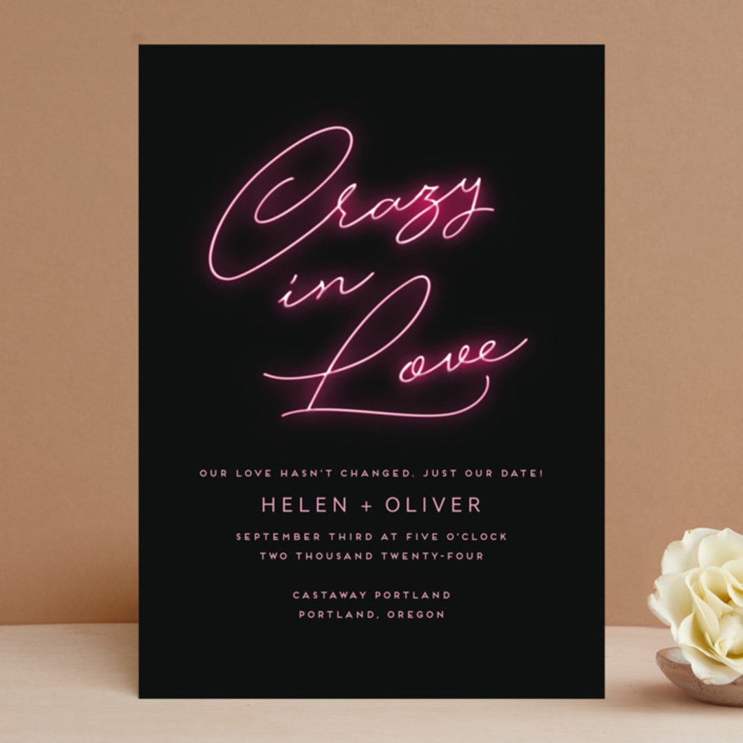 "Crazy in Love" - Save the Dates in Hot Pink by Design Lotus - Front