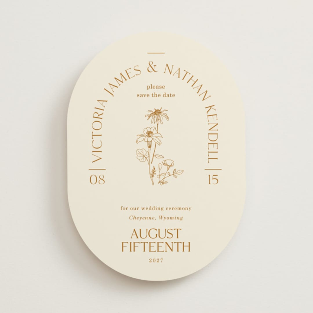 "Floral Type Arch" - Save the Dates in Cream by Baumbirdy - Front