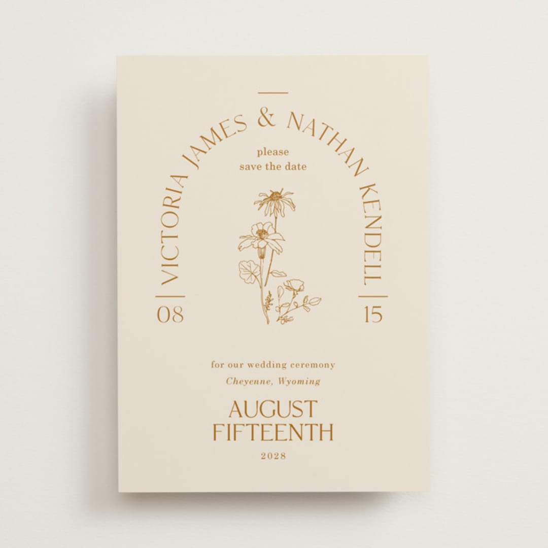 "Floral Type Arch" - Save the Dates in Cream by Baumbirdy - Front