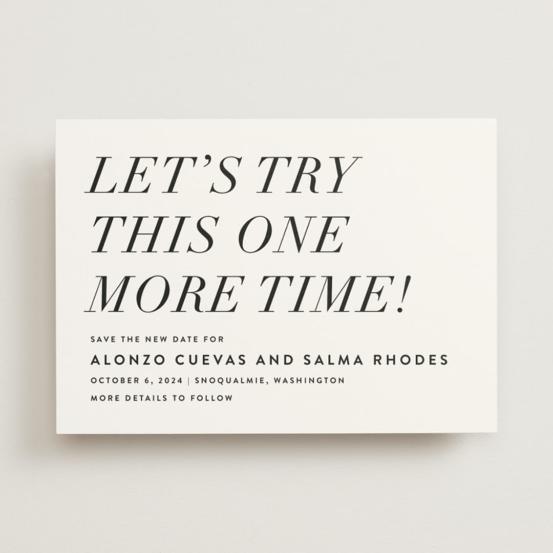 "Bad Dancing" - Save the Dates in Dove by Amy Payne - Front