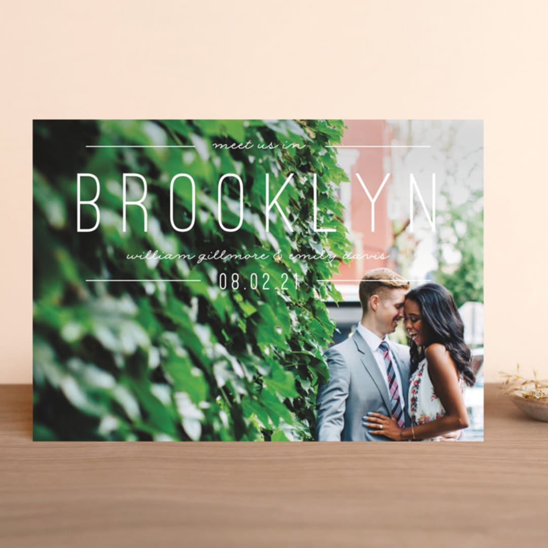 "Meet us" - Save the Dates in Linen by Pixel and Hank - Front