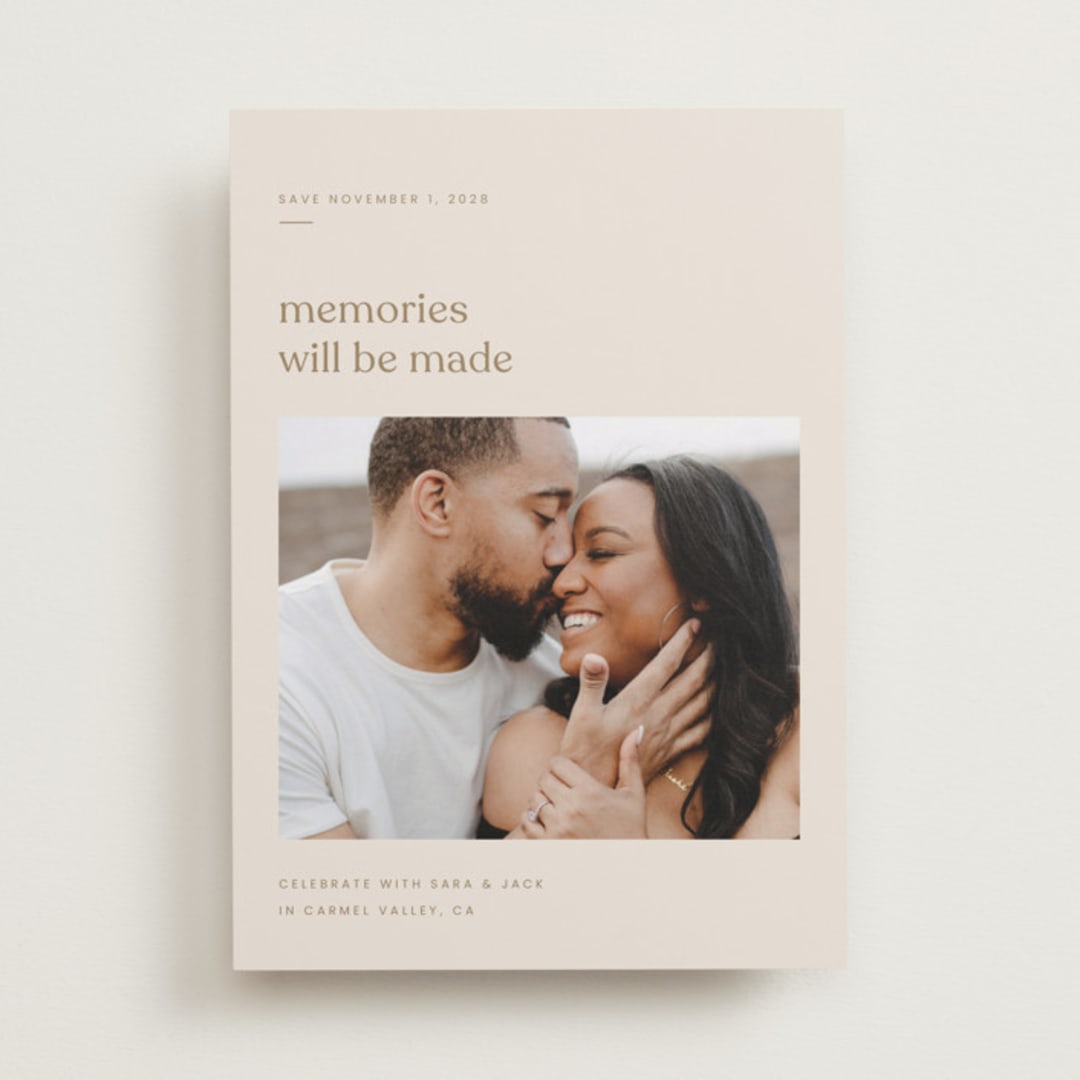 "Memories will be made" - Save the Dates in Champagne by Blustery August - Front