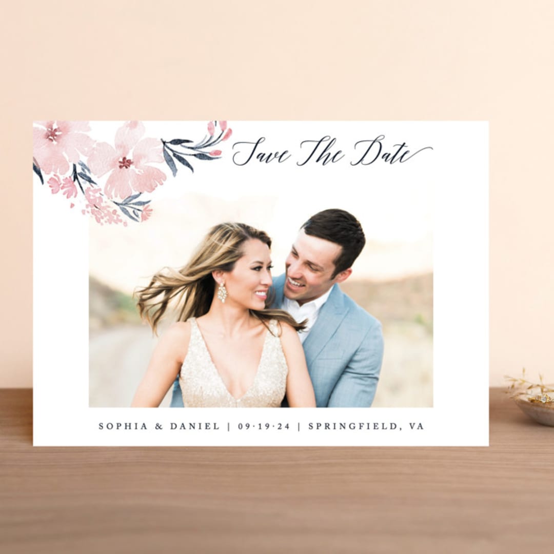 "beautifully painted" - Save the Dates in Blush by Qing Ji - Front