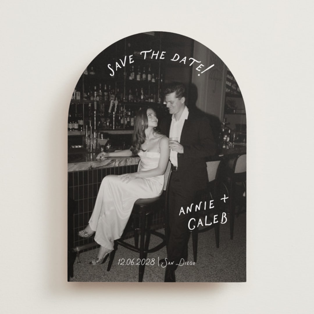 "Lovers" - Save the Dates in Ivory by Stephanie Heinrich Godbout - Front