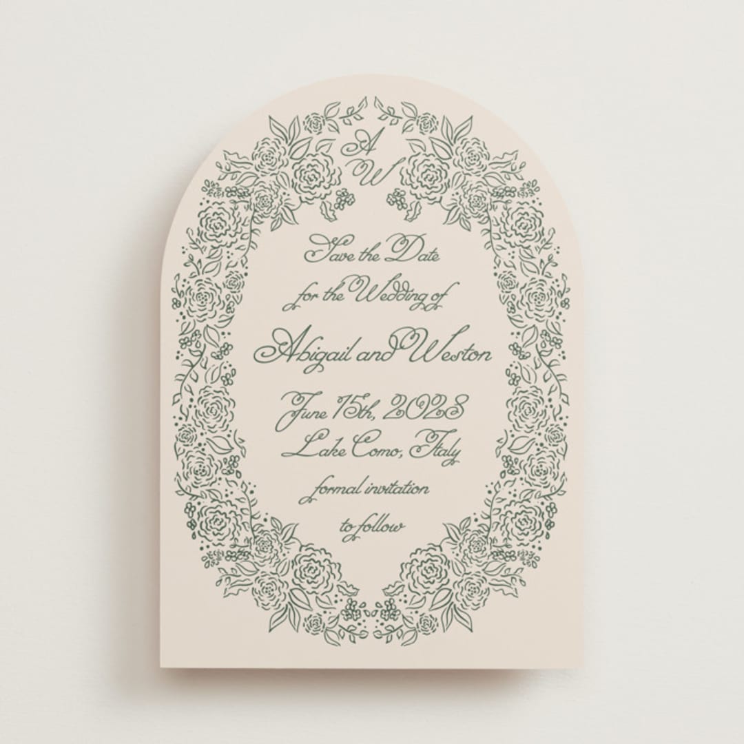 "Crest Florale" - Save the Dates in Moss by Tamara Hilje - Front