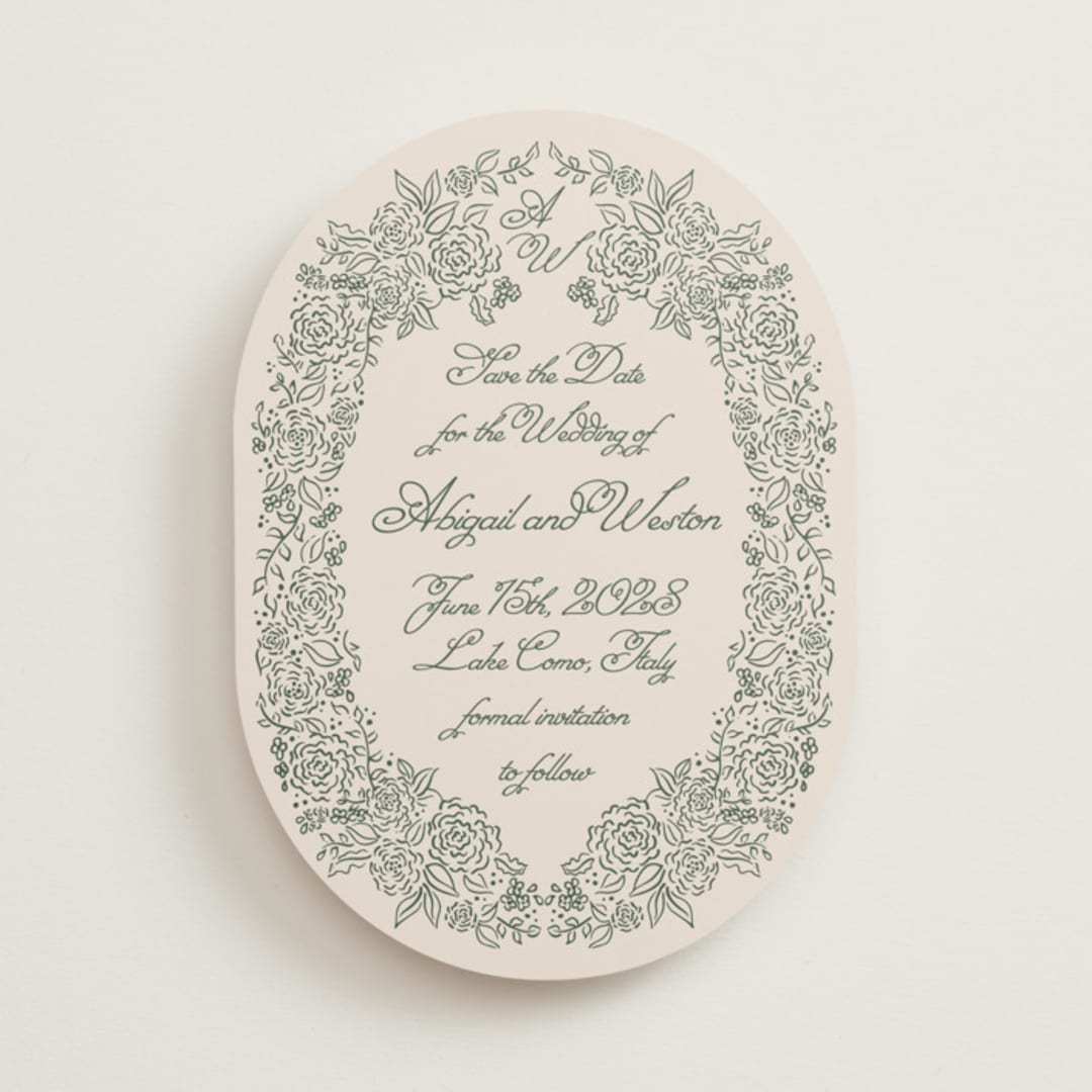 "Crest Florale" - Save the Dates in Moss by Tamara Hilje - Front