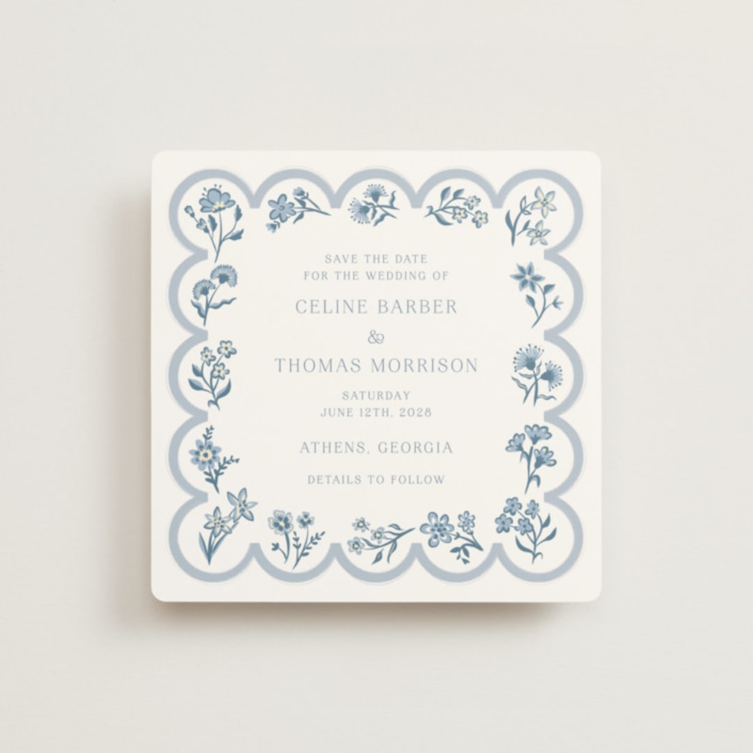 "Petite Jolie" - Save the Dates in Bluebell by Hannah Bowman - Front