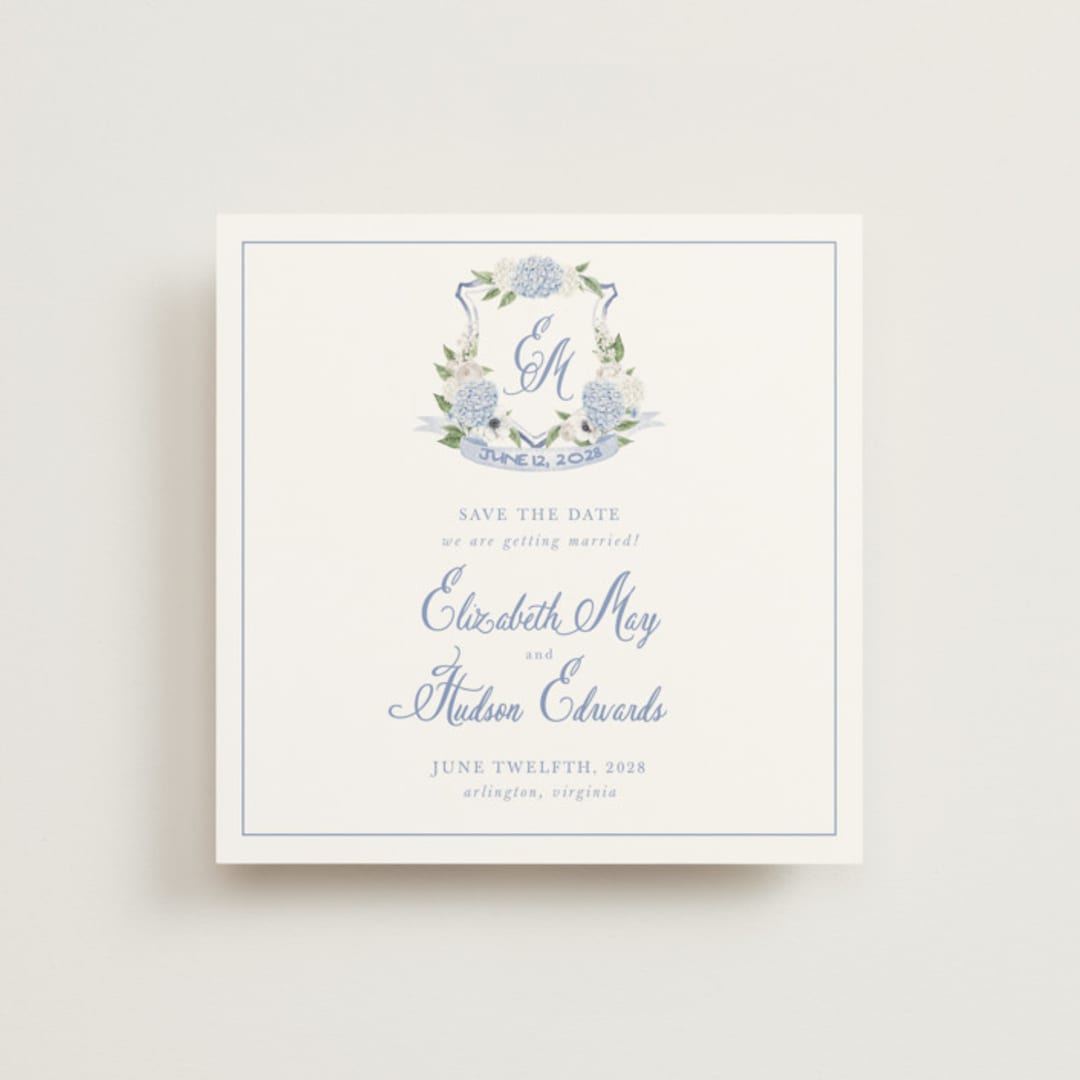 "Sweethearts" - Save the Dates in Periwinkle by Design Lotus - Front