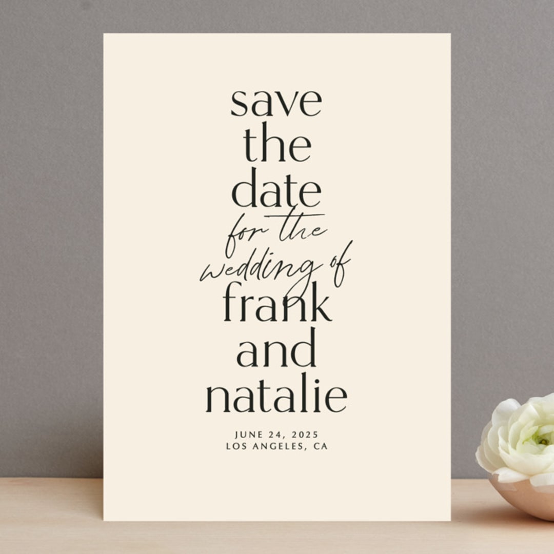 "Stacked Up" - Save the Dates in Buttercream by Inkblot Design - Front