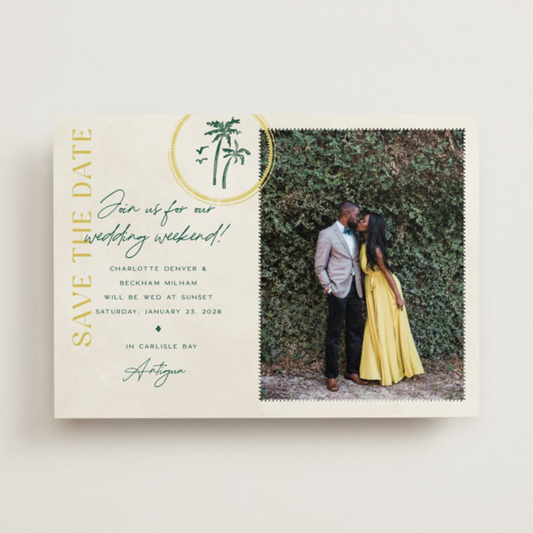 "Coastal Drift" - Save the Dates in Caribbean Citrus by Pixel and Hank - Front