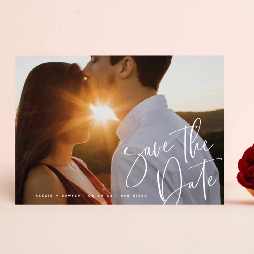 "Scripted Corner" - Save the Dates in Snow by Hooray Creative - Front