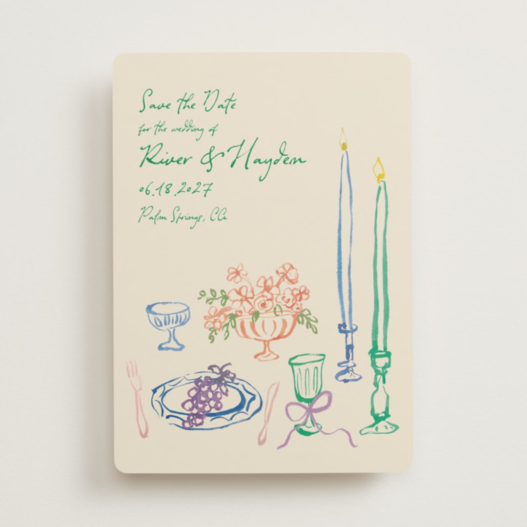 "tablescape drawing" - Save the Dates in Garden by Cass Loh - Front