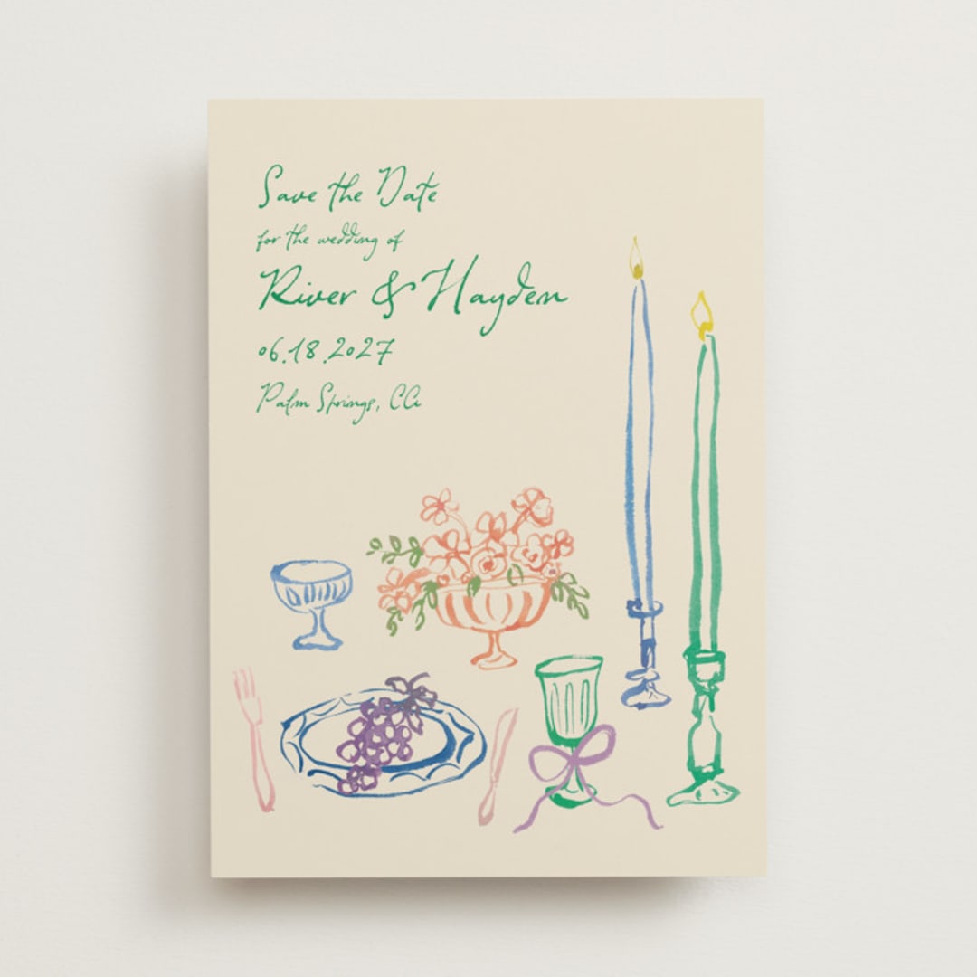 "tablescape drawing" - Save the Dates in Garden by Cass Loh - Front
