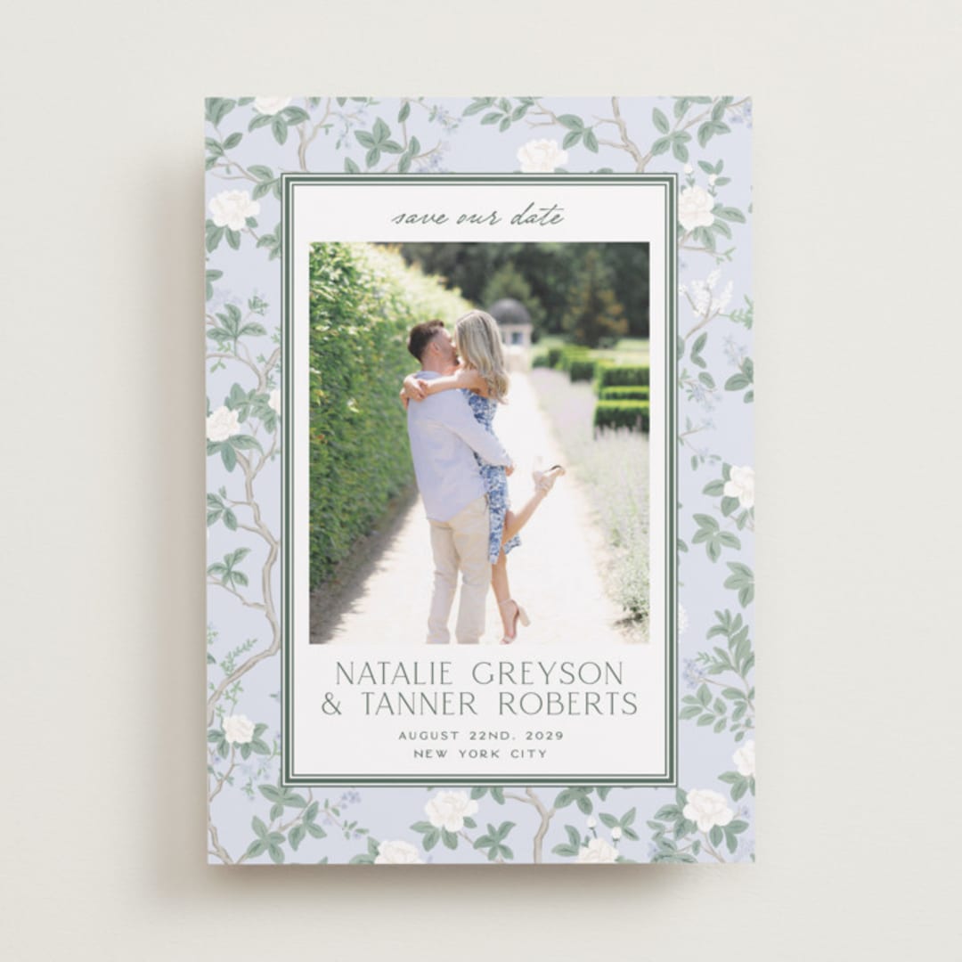 "Chinoiserie" - Save the Dates in Garden by Jenna Holcomb - Front