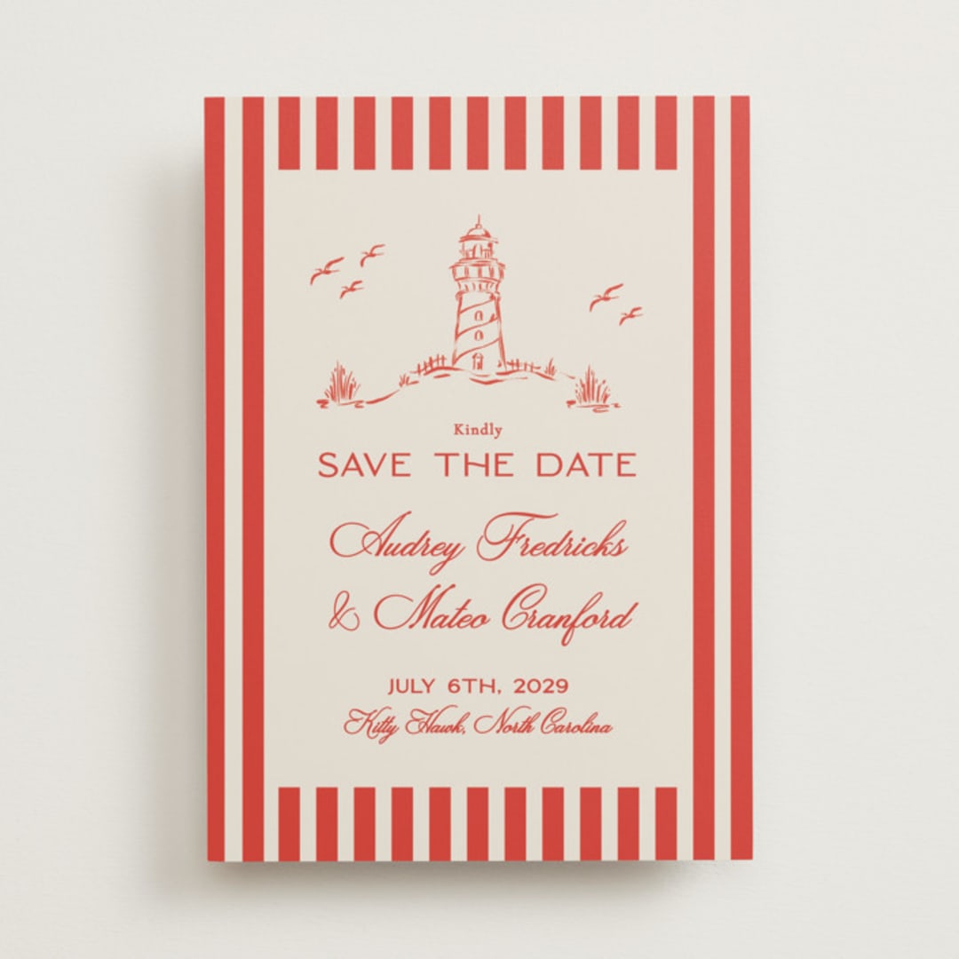 "Kitty Hawk" - Save the Dates in Lobster by Jackie Crawford - Front