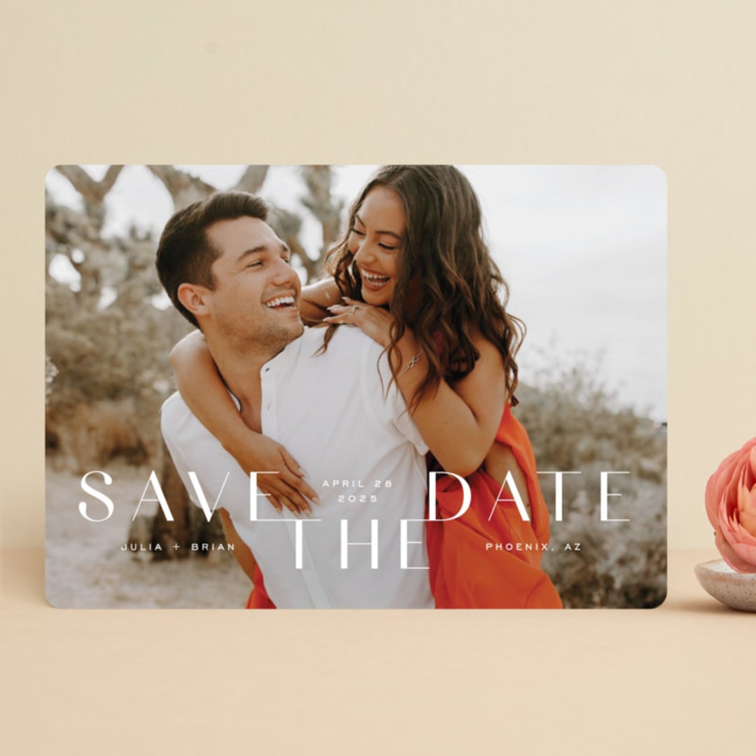 "Modern Stack" - Save the Dates in Cotton by Michelle Taylor - Front