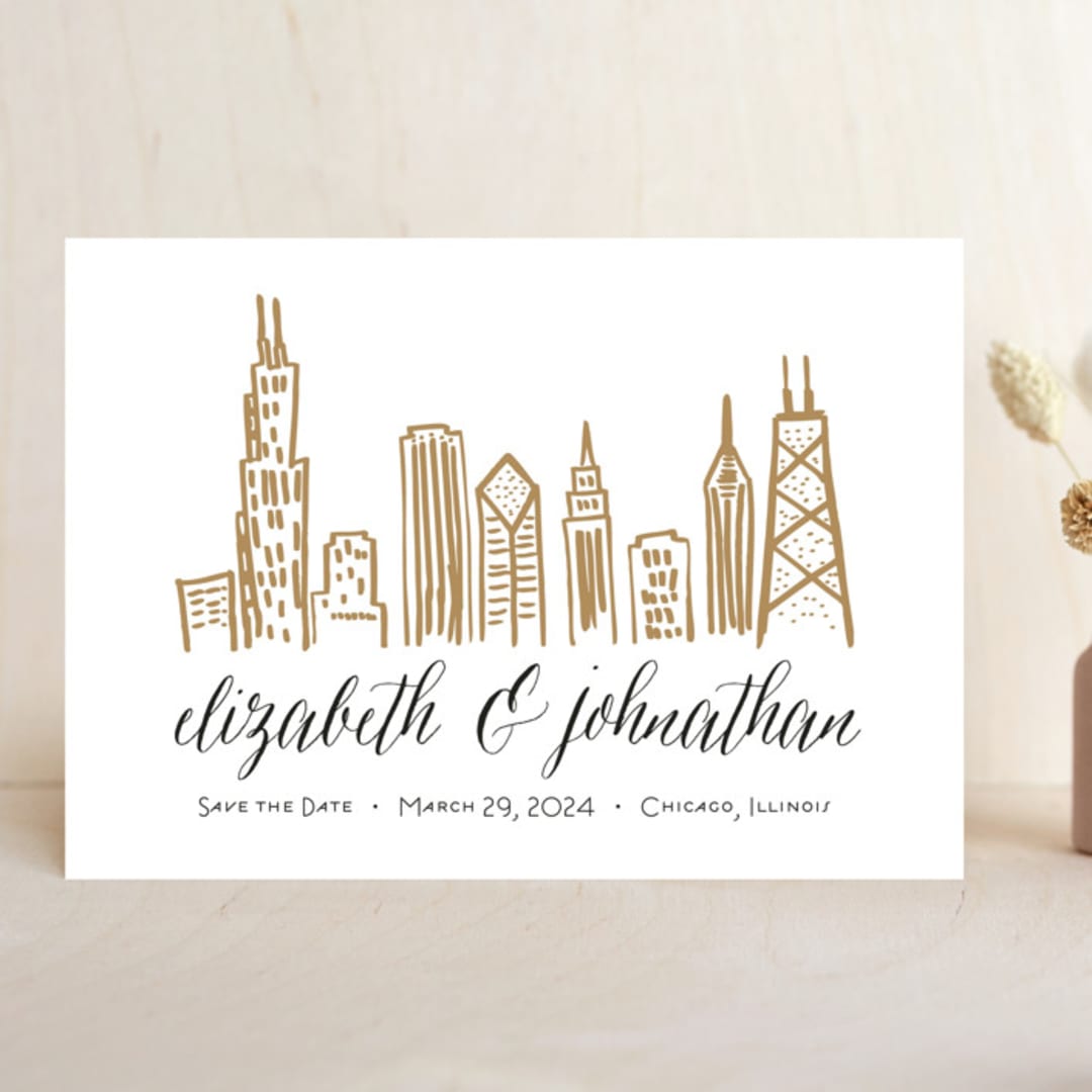 "Chicago Skyline" - Save the Dates in Gold Coast by Abby Munn - Front
