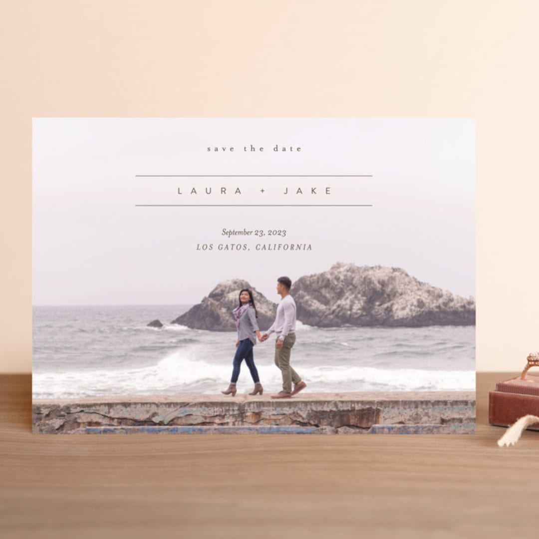 "About Our Love" - Save the Dates in Dark Olive by Eric Clegg - Front