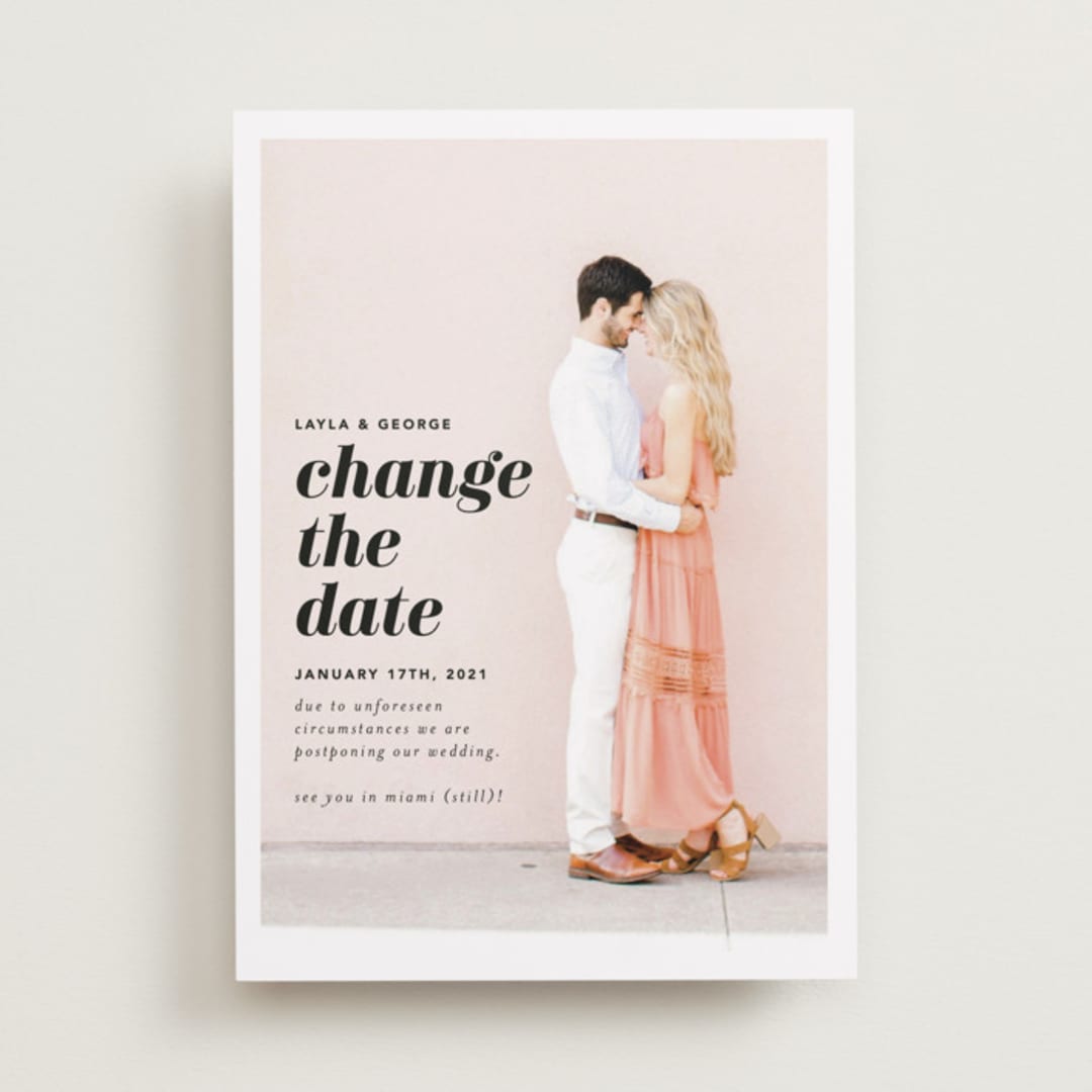 "Meet Us In Miami" - Save the Dates in Blush by Laura Hamm - Front