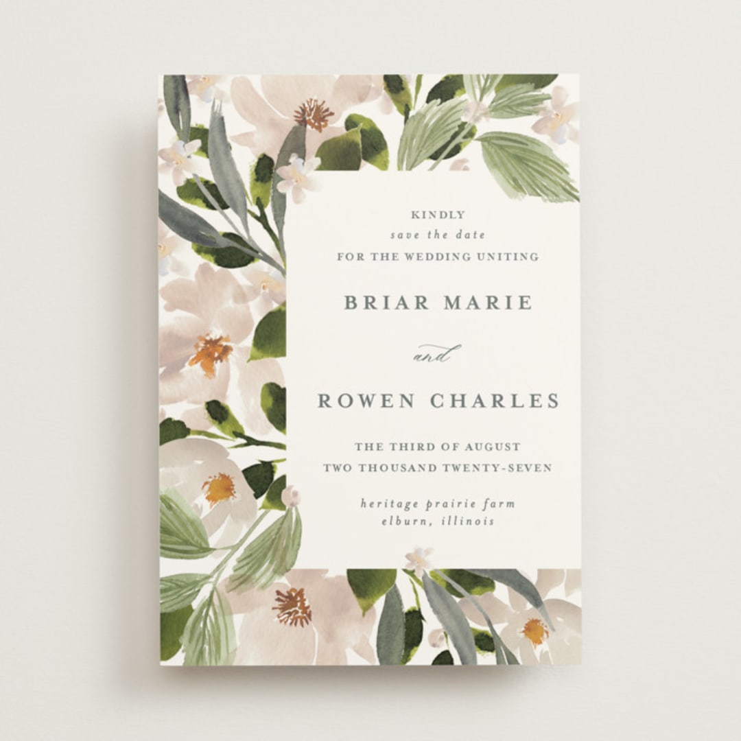"petal toss" - Save the Dates in Cream by Angela Marzuki - Front