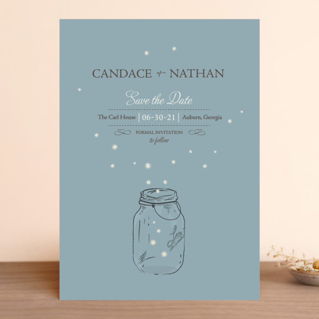 "Fireflies" - Save the Dates in Cornflower by Paige Rothhaar - Front