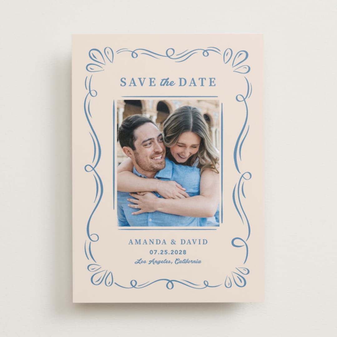 "Happy Day" - Save the Dates in Dusty Blue by Lucia Saisse - Front