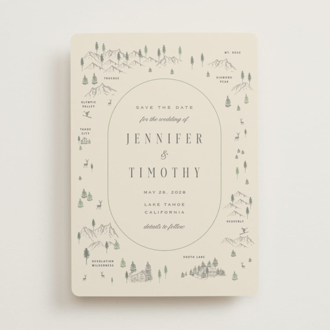 "Tahoe Lake" - Save the Dates in Cream by Sherley Ferreira - Front