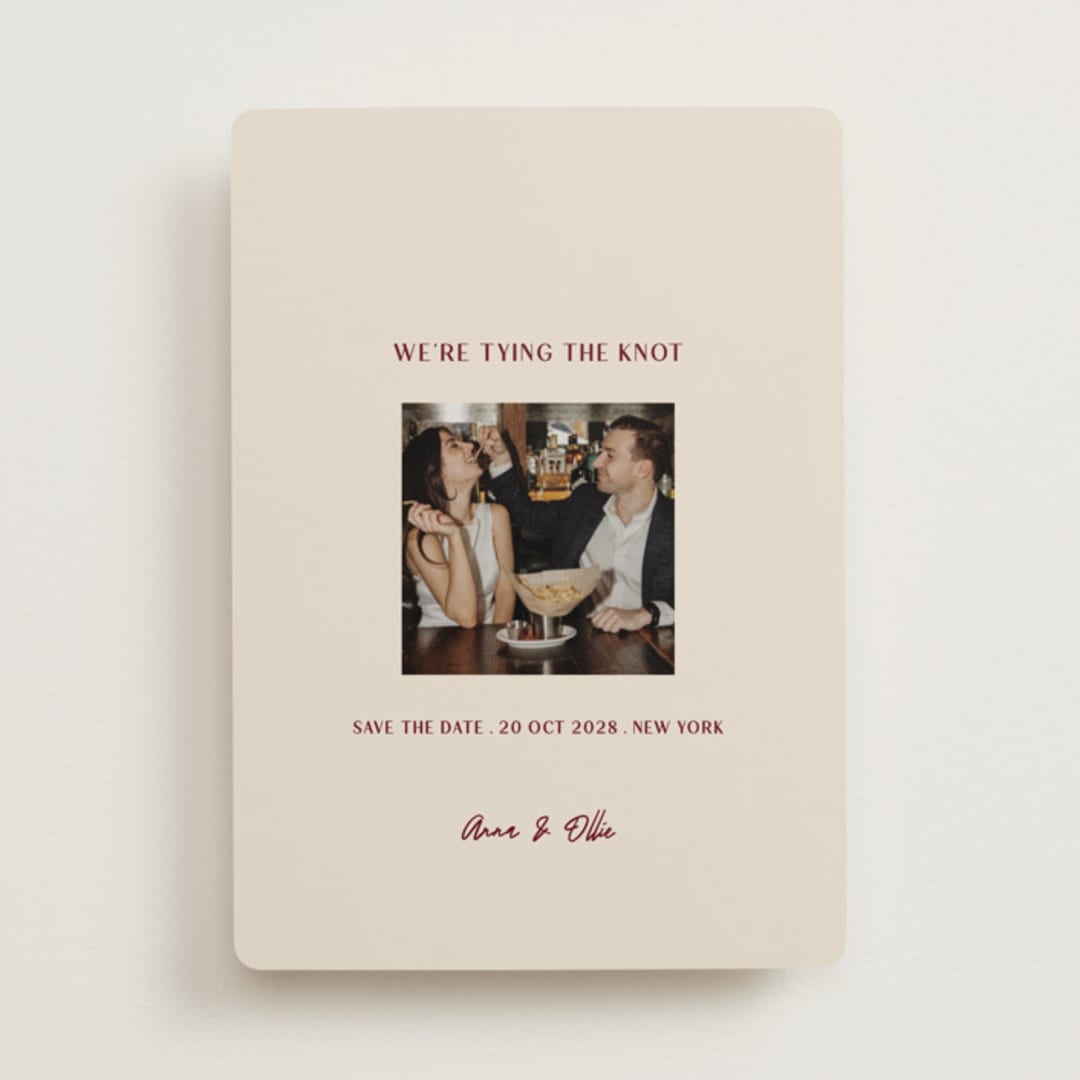 "Center Cut" - Save the Dates in Burgundy by Ani Somi - Front
