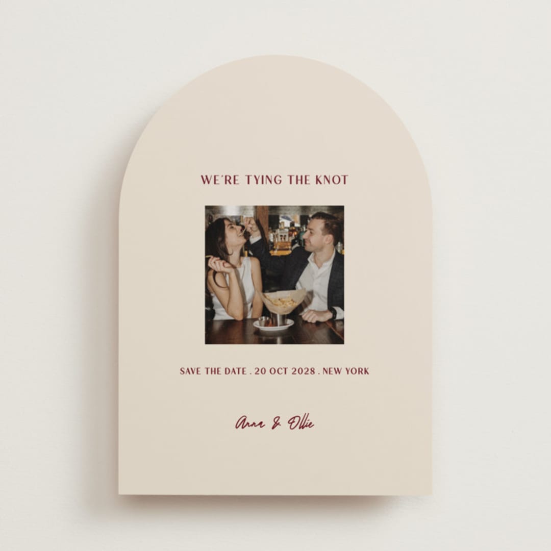 "Center Cut" - Save the Dates in Burgundy by Ani Somi - Front