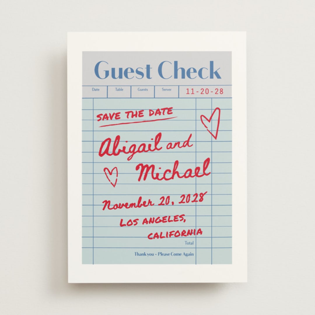 "guest check" - Save the Dates in Mint by Jennifer Lew - Front