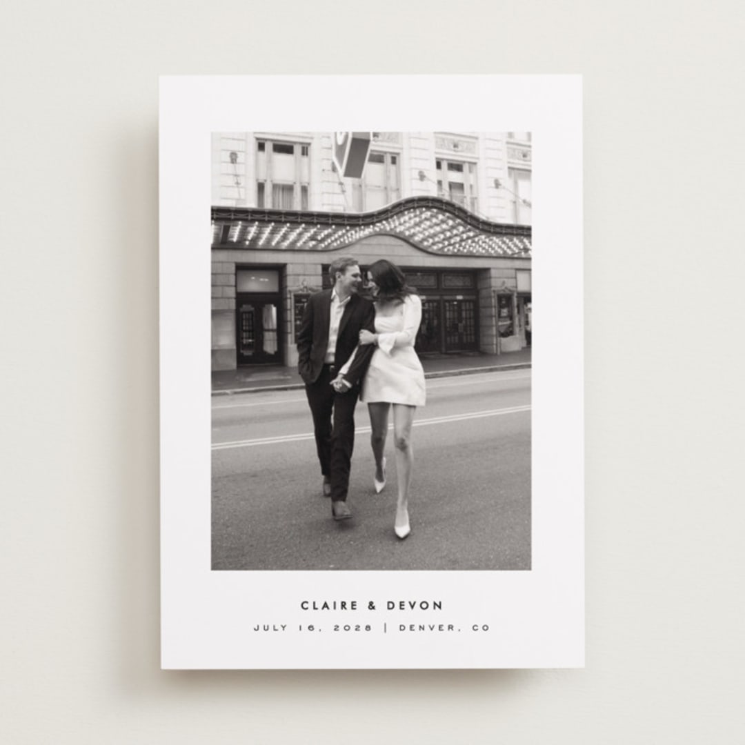 "Framed Minimalist" - Save the Dates in Silk by Kelly Schmidt - Front