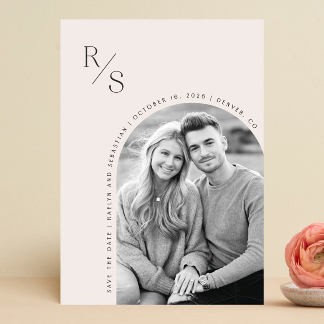"Threshold" - Save the Dates in Cream by Hooray Creative - Front