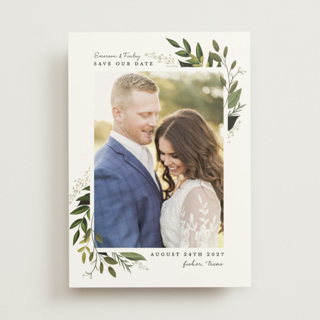 "Vines of Green" - Save the Dates in Fern by Susan Moyal - Front