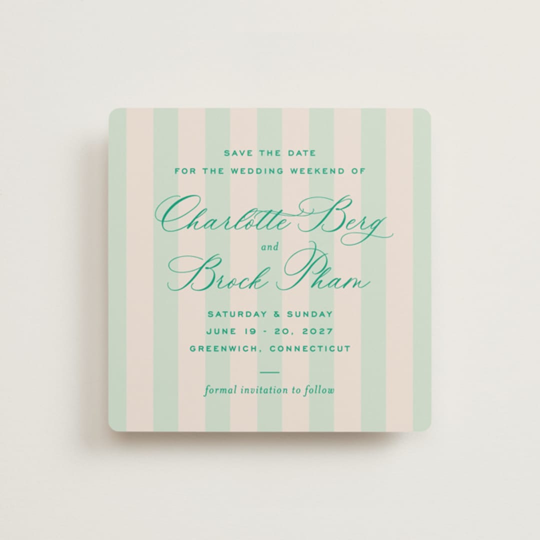 "Racquet" - Save the Dates in Lawn by Megan Davis - Front