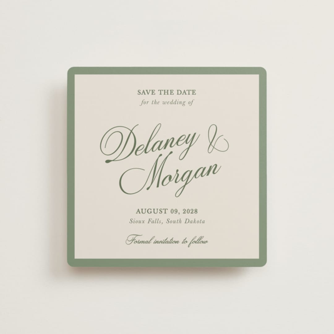 "classic bold border" - Save the Dates in Olive by Cass Loh - Front