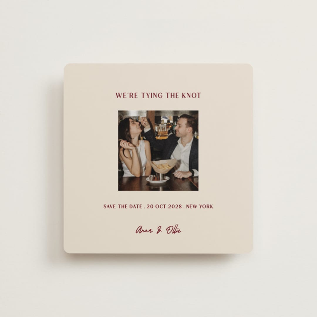 "Center Cut" - Save the Dates in Burgundy by Ani Somi - Front
