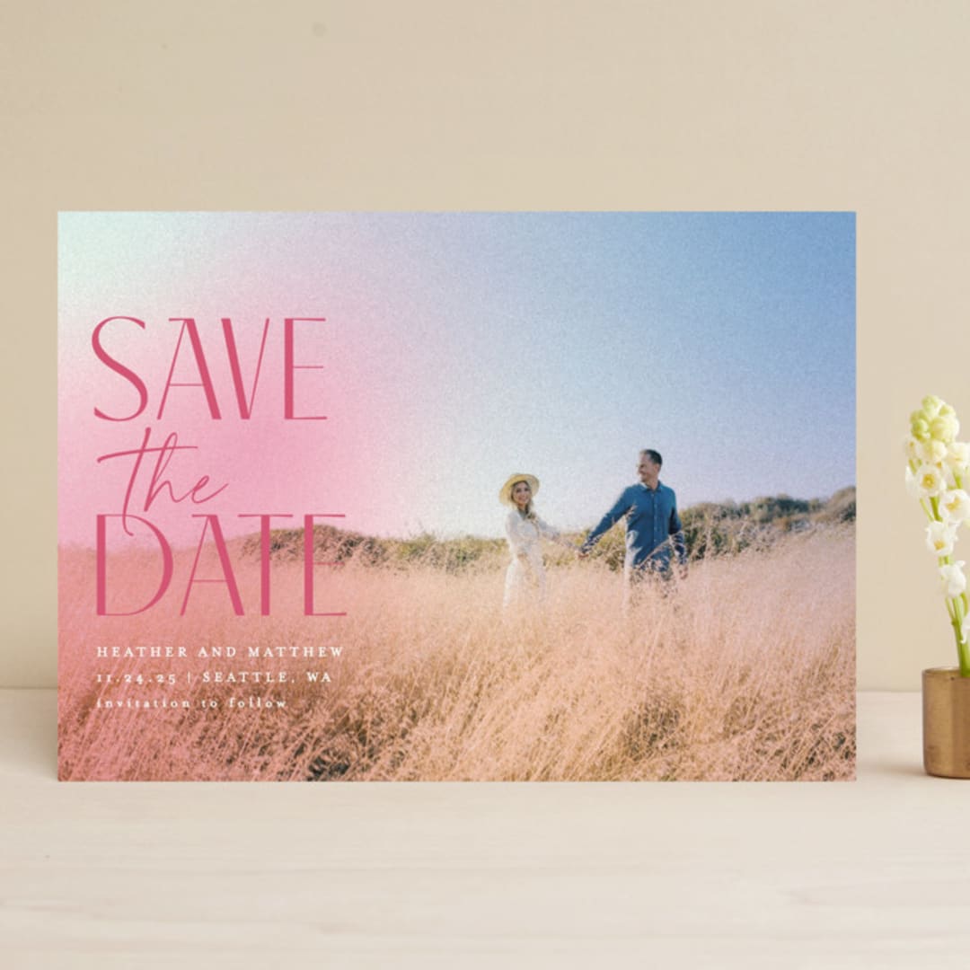 "Wheat Field" - Save the Dates in Magenta by Anna Elder - Front