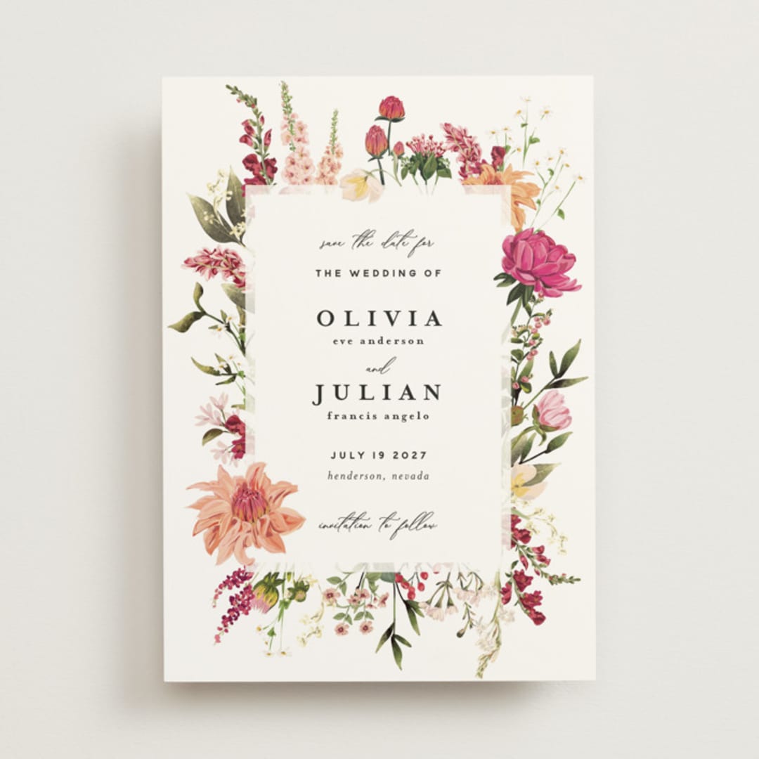 "Lush" - Save the Dates in Magenta by Susan Moyal - Front
