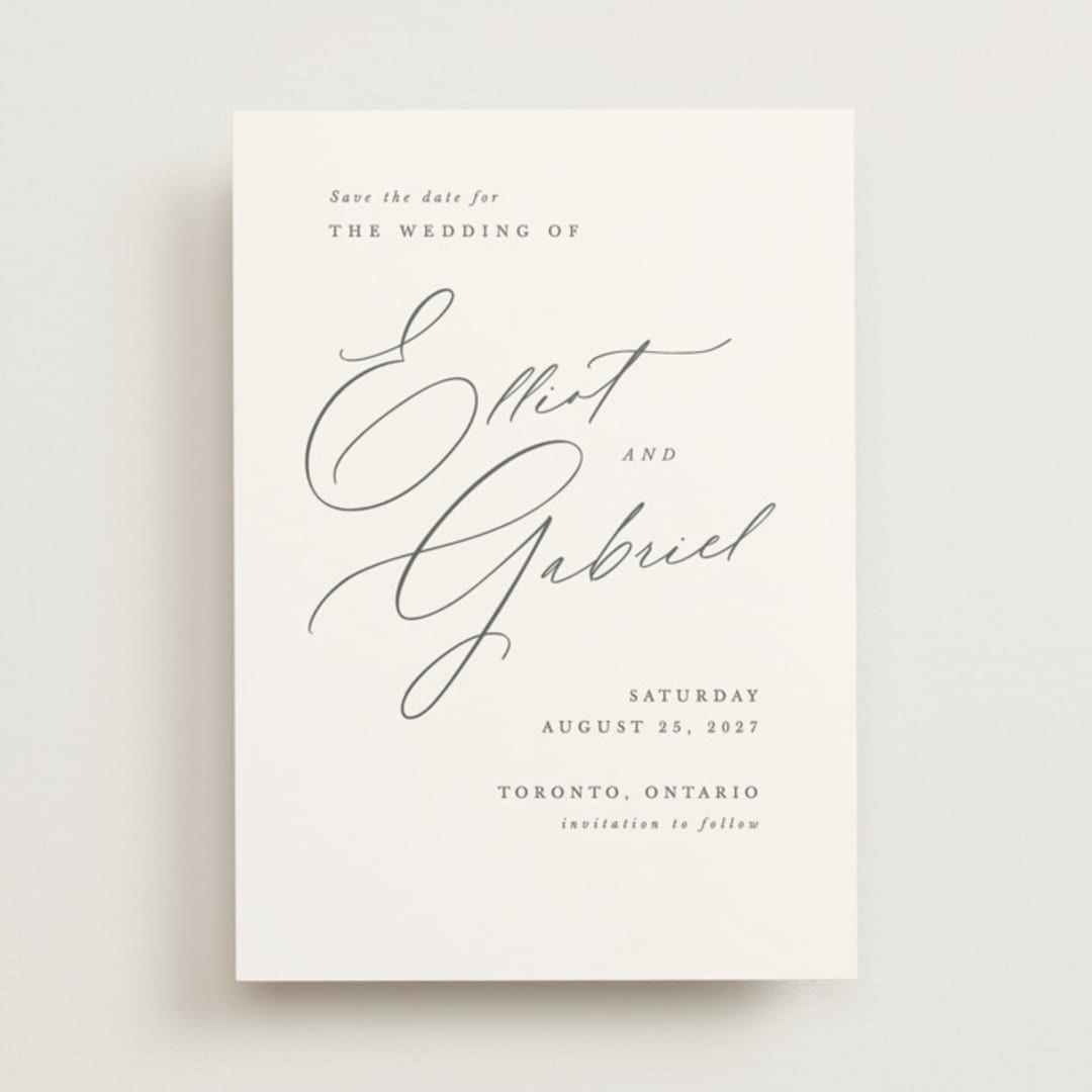 "Scripted Names" - Save the Dates in Pearl by Hooray Creative - Front