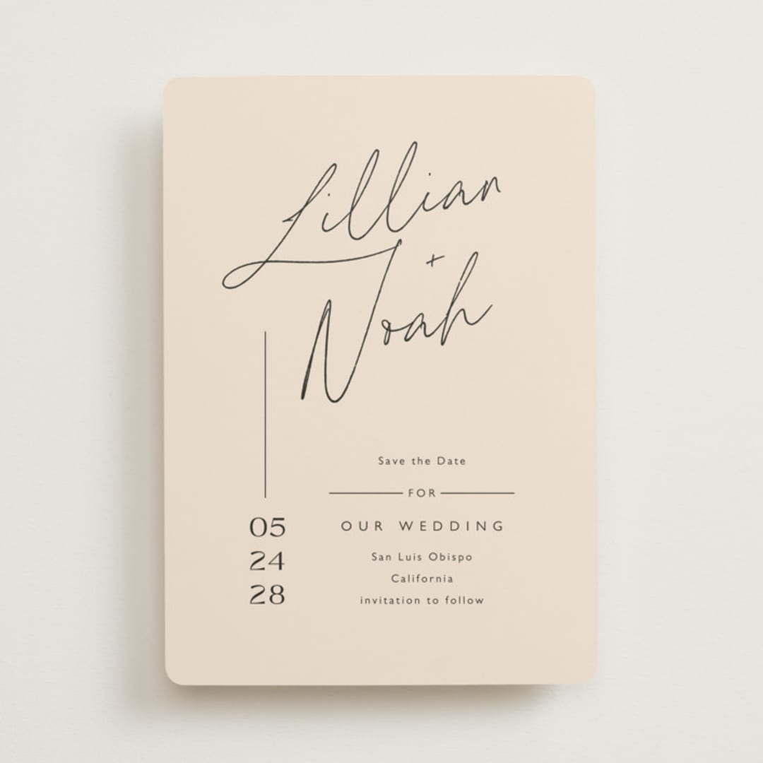 "Modern Aligned" - Save the Dates in Creampuff by Carolyn MacLaren - Front