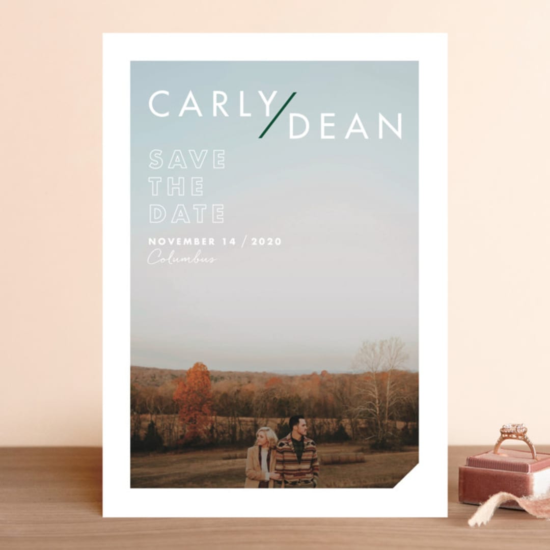 "Modern Expression" - Save the Dates in Spruce by Keen Peachy - Front