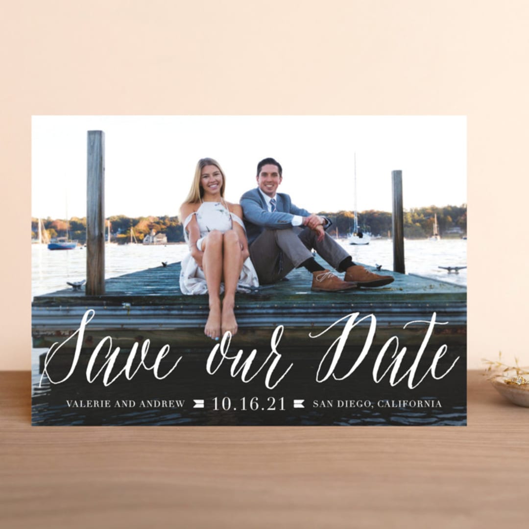 "Modern Script" - Save the Dates in Cloud by Lehan Veenker - Front