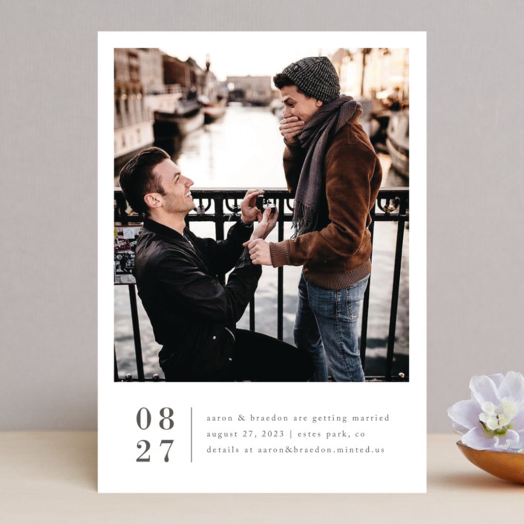 "Stacked Banner" - Save the Dates in Cotton by Amy Kross - Front