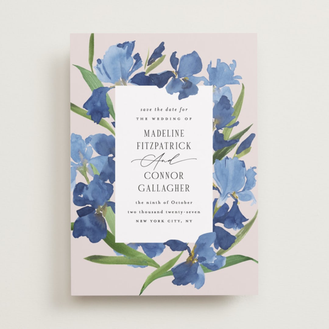 "Irises" - Save the Dates in Natural by Everett Paper Goods - Front