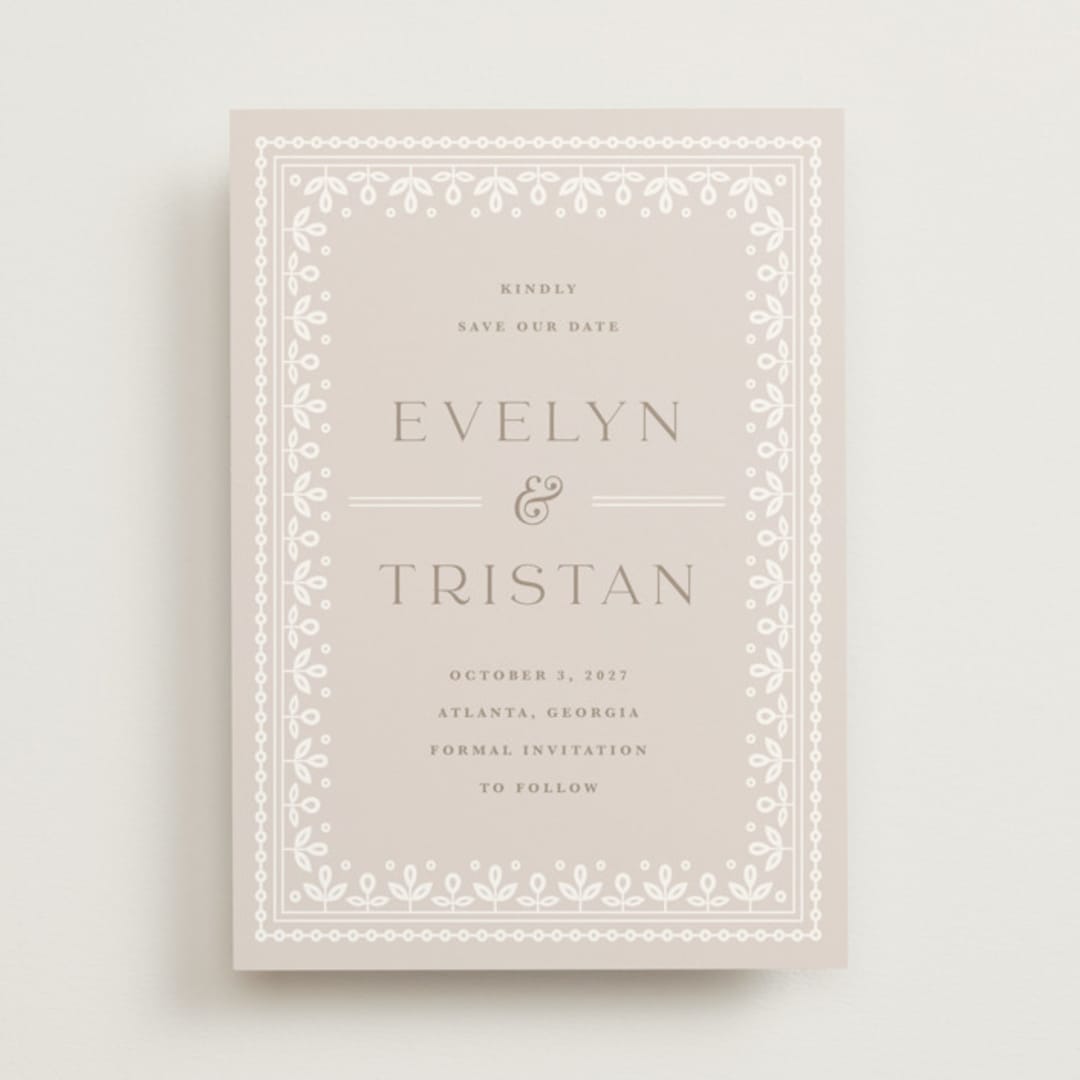 "Lace Trim" - Save the Dates in Cream by Kristen Smith - Front
