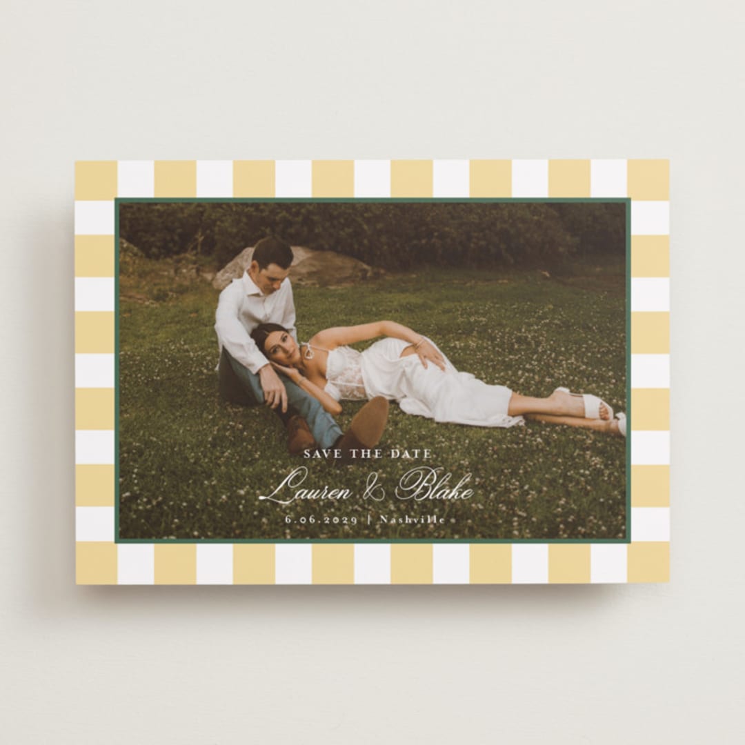 "Curved Frame" - Save the Dates in Citrine by Emily Betts - Front