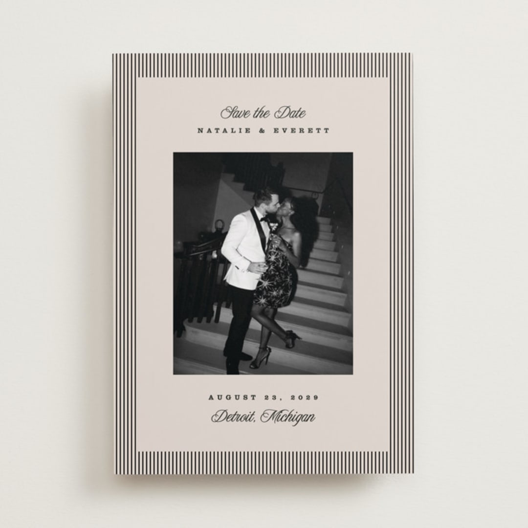 "Linea" - Save the Dates in Noir by Pixel and Hank - Front