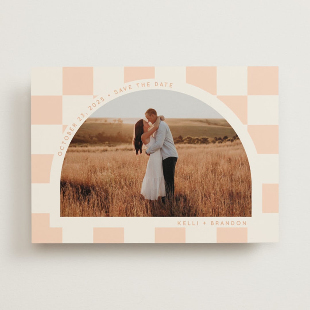 "RETRO ARCH" - Save the Dates in Blush by Baumbirdy - Front