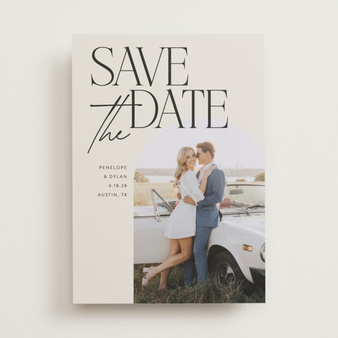 "Penelope" - Save the Dates in Ecru by Morgan Kendall - Front