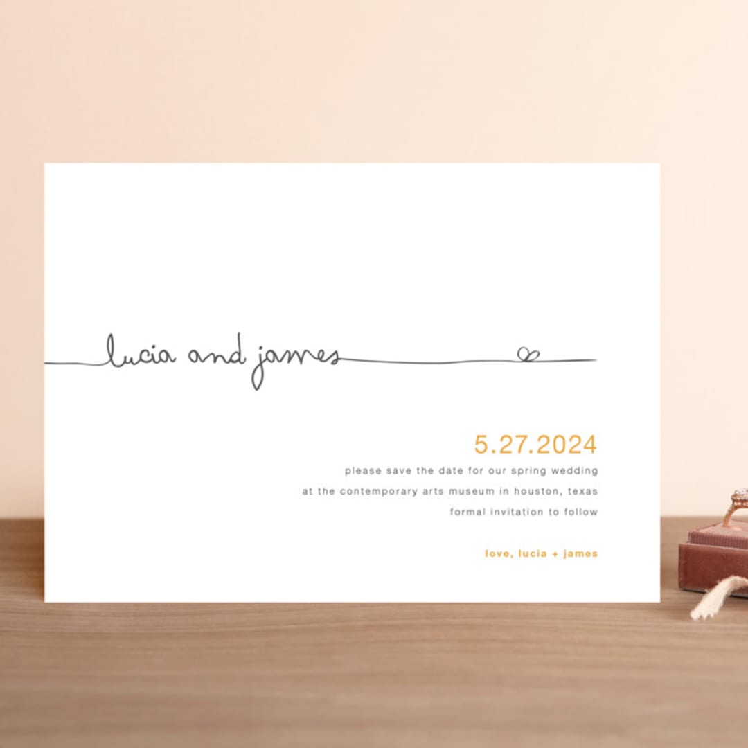 "The Happy Couple" - Save the Dates in Tangerine by R studio - Front
